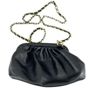 MW Most Wanted Black Dumpling Bag Purse Faux Leather Elegant Formal Chain Strap